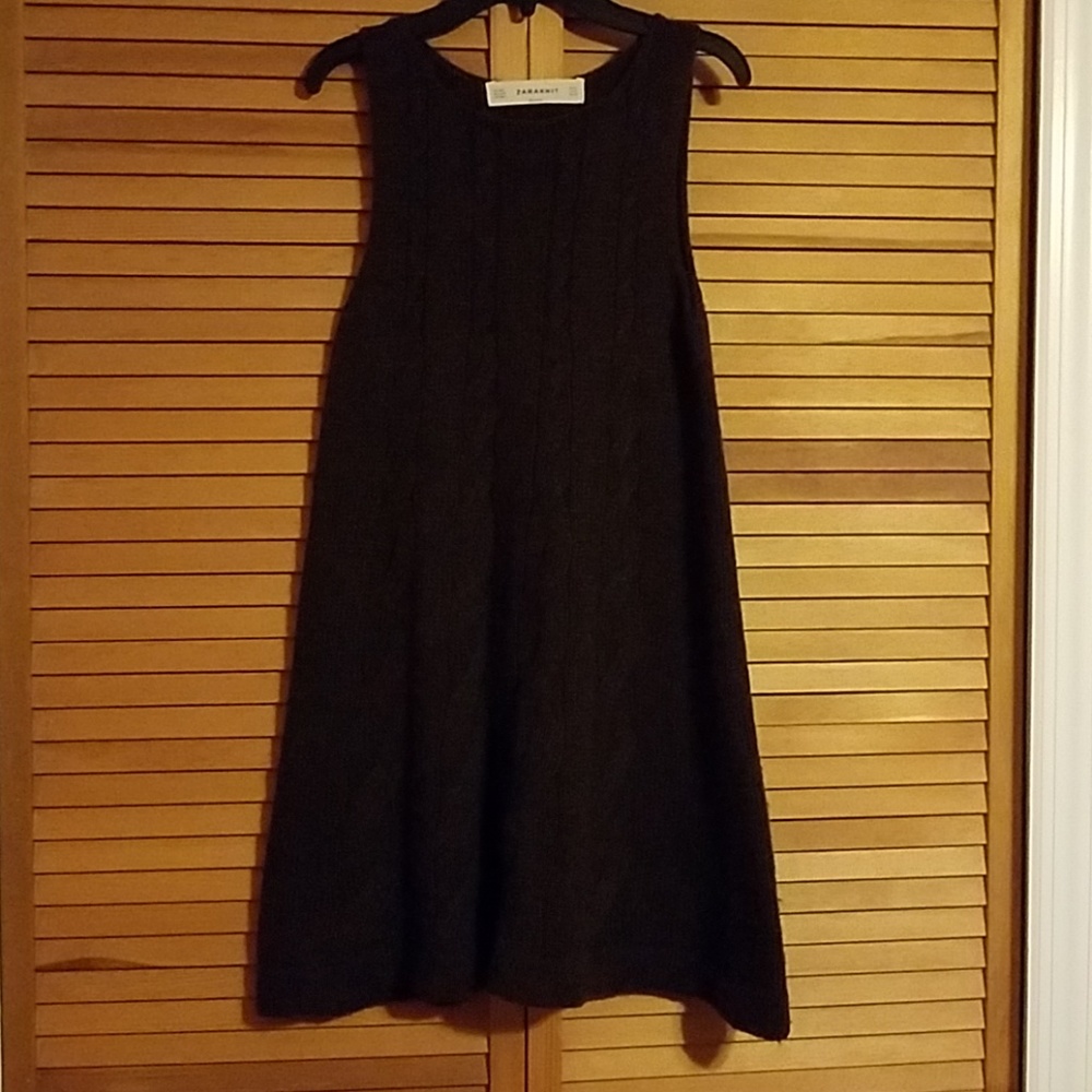 Zaraknit brown cable knit sleeveless dress
